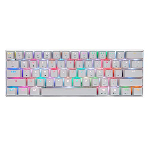 Motospeed Bluetooth/Wired 60% Mechanical Keyboard- 61 Keys Multi Color RGB LED Backlit Type-C Gaming/Office Keyboard for PC/Mac Gamer (Red Switch, White)