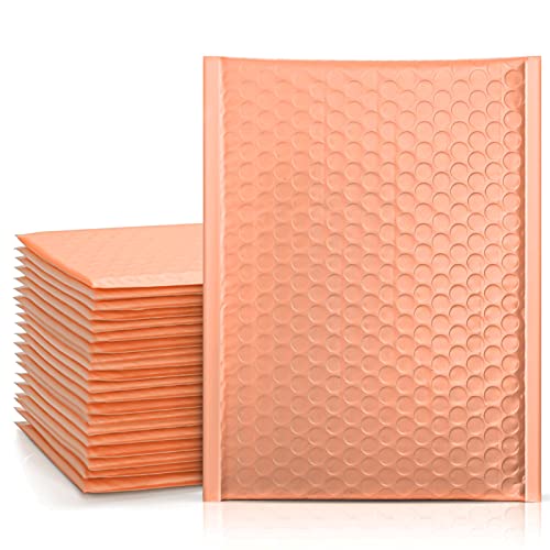 Metronic Bubble Mailers 6x10 Inch 25 Pack, Self Seal Bubble Poly Mailers, Waterproof Shipping Bags,Cushioning Padded Envelopes for Shipping, Mailing, Packaging, Business, Peach Bulk #0