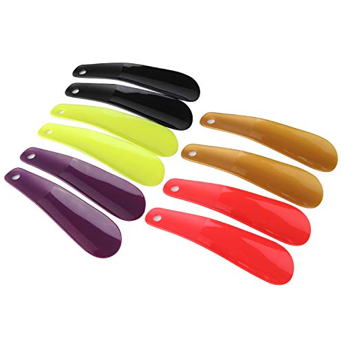 Arroyner 10Pcs Plastic Shoe Horn 6.3' Travel Shoe Horn for Men, Women and Kids Random Color