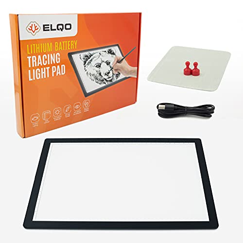 UCATQ Rechargeable Light Box for Tracing - Slim Battery Powered A4 LED Light Pad with A Long 6.5 Hour Run Time - Our Light Up Tracing Pad is Also Perfect for Drawing, Sketching, Animation, Stenciling