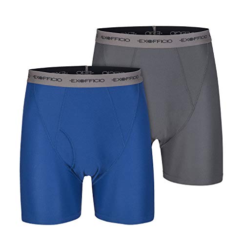 ExOfficio Men's Give-N-Go Boxer Brief 2 Pack, Granite/Admiral, Large