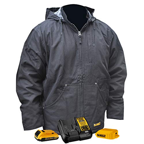 DEWALT Unisex Adult With 2.0ah Battery and Charger DEWALT Heated Heavy Duty Work Coat, Black, X-Large US