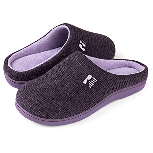 RockDove Women's Original Two-Tone Memory Foam Slipper, Size 5-6 US Women, Eggplant