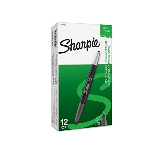 Sharpie 1758055 Grip Pen, Fine Tip, Acid-Free and Archival-Quality, Fade Resistan, AP Certified, Black Color, Pack of 12