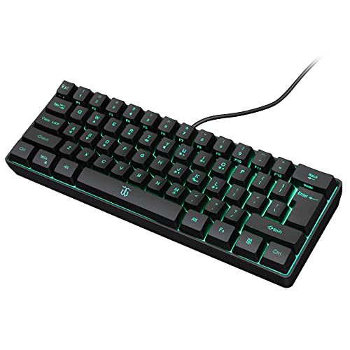 DGG K60 61 Keys RGB Backlit 60% Wired Gaming Keyboard, Ergonomic Waterproof Mini Compact 60 Percent Mechanical Feeling Keyboard, for PC Mac PS4 Xbox Gamer, Typist, Travel