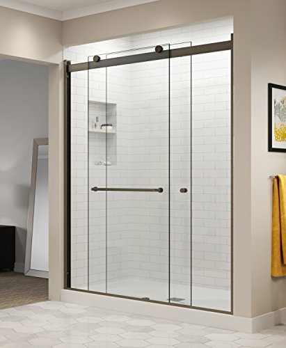 Basco 1/4' Rotolo Sliding Shower Door RTLA05B6070CLOR, Oil Rubbed Bronze, Clear Glass, 56 - 60 in. wide x 70 in. high