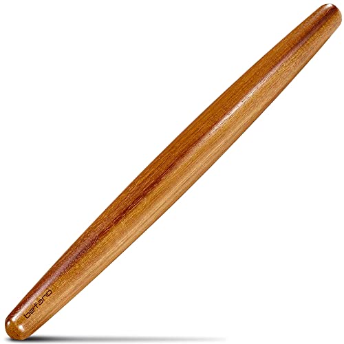Befano French Rolling Pin 18 Inch, Acacia Wooden Rolling Pin for Baking, Pastry, Pasta, Pizza, Cookie, Bread Dough, and Fondant. Tapered Design with a Smooth Surface.