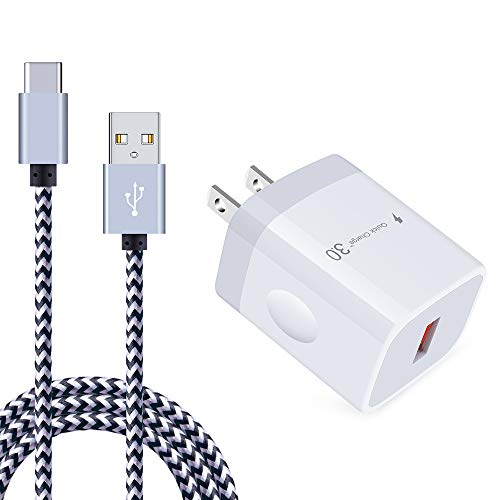 Quick Charge 3.0 Fast Charger Compatible Moto X4, Z4 Z3 Z2 Z Play Force, G8 G7 Power Play, G6, G6 Plus(Not for G6 Play), Motorola One, 18W Rapid Wall Charger with 6Ft USB Type C Charging Cable Cord