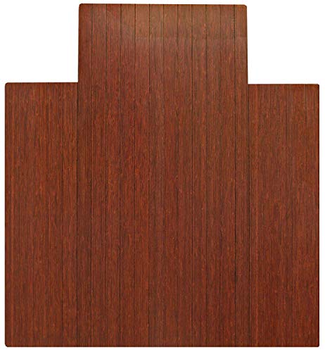 Anji Mountain Bamboo Roll-Up Chair Mat with Lip, Dark Cherry, 44 x 52', 5mm Thick