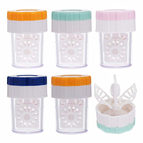 RMISODO 6 Pieces Manually Contact Lens Cleaner Washer Plastic Lens Case Cleaning Container