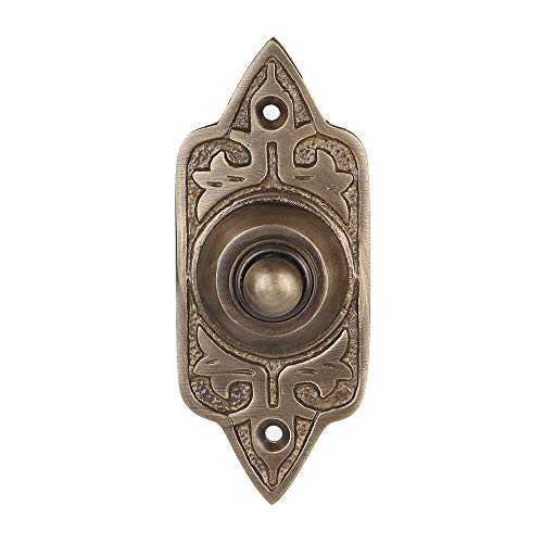 Wired Brass Doorbell Chime Push Button in Antique Brass Finish Vintage Decorative Door Bell with Easy Installation, 3 3/4' X 1 5/8'