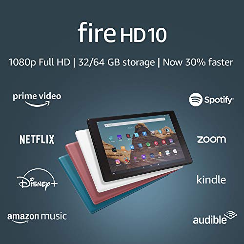Fire HD 10 Tablet (10.1' 1080p full HD display, 64 GB) – Black (2019 Release)