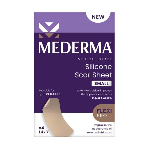 Mederma Medical Grade Silicone Small Scar Sheets 1.4x3 inches (4 Count), for Injury, Burn and Surgery Scars