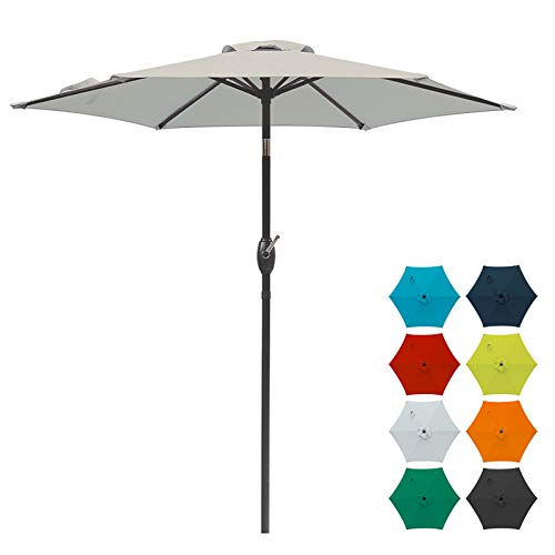 7.5 Ft Patio Umbrella Outdoor Market Table Umbrella with Crank, 6 Ribs, Polyester Canopy,Beige