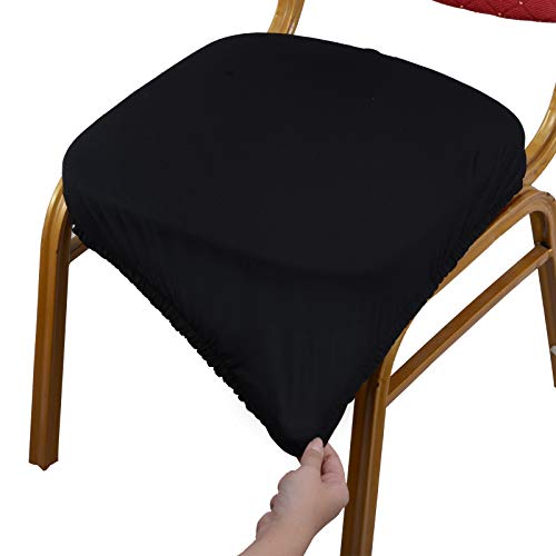 Voilamart Dining Chair Seat Covers, Pack of 4, Seat Covers for Dining Room Chairs, Stretchy Removable Washable Chair Seat Covers - Black