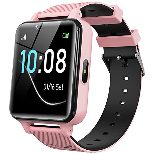 Kids Smart Watch for Girls Boys - Smart Watch for Kids Watches for 4-12 Years with 17 Puzzle Games Alarm Clock Music Player Camera Calculator Torch Children Learning Toys Teens Birthday Gifts (Pink)