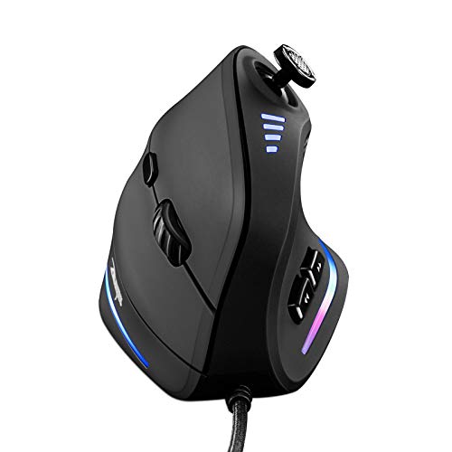 TRELC Gaming Mouse with 5 D Rocker, Ergonomic Mouse with 10000 DPI/11 Programmable Buttons, RGB Vertical Gaming Mice Wired for PC/Laptop/E-Sports/Gamer (Black)