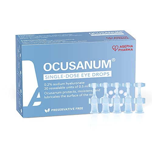 Ocusanum Single Use Eye Drops for Dry Eyes| Lubricant Eye Drops for Contact Lens| Preservative Free Eye Drops| Hyaluronic Acid Eye Drops |Artificial Tears for Red Eyes Itchy Eyes Sore Eyes (PACK OF 1)