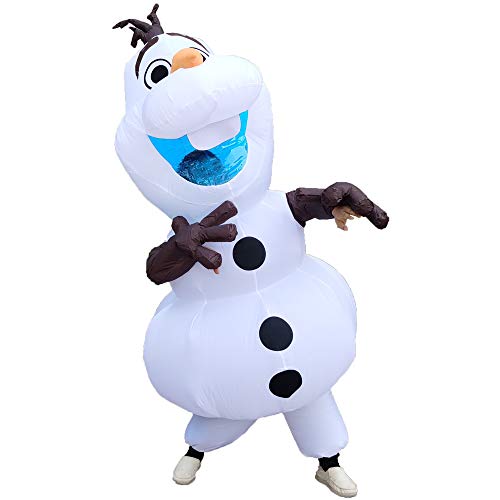 Longteng Olaf Costume Adult Inflatable Costume Men Fancy Dress Halloween Blow Up Suit Cosplay Party