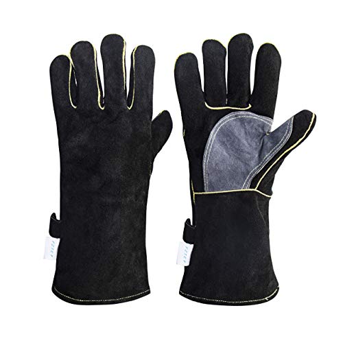 FZTEY Thorn Proof Gloves Use for BBQ Garden Welding Heavy Duty (16Inc, Black)