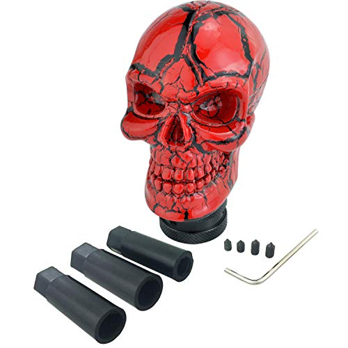 Arenbel Skeleton Car Racing Shift Stick Speed Grip Knob Skull Gear Lever Shifter Handle Fit Most Manual Auto Transmissions, Red Pattern