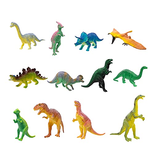 Fun Central 12 Pieces - Jumbo Plastic Dinosaur Figures in Bulk Party Favors for Kids and Toddlers - Assorted Designs