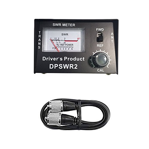 Driver's Product SWR Meter for CB Radio Antennas Heavy Duty Metal with SO-239 Input and Output with 1.5' Jumper Coax Cable - Black