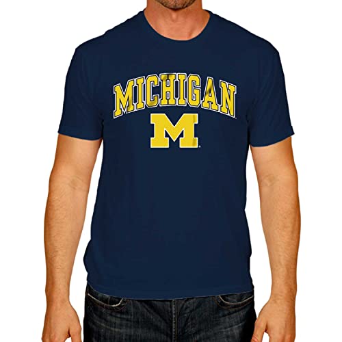Campus Colors NCAA Adult Gameday Cotton T-Shirt - Premium Quality - Semi-Fitted Style - Officially Licensed Product (Michigan Wolverines - Blue, X-Large)