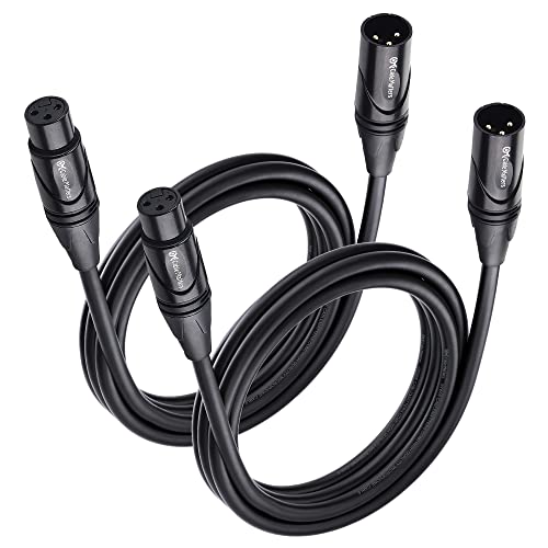 Cable Matters 2-Pack Premium XLR to XLR Cables, XLR Microphone Cable 6 Feet, Oxygen-Free Copper (OFC) XLR Male to Female Cord, Mic Cord, XLR Speaker Cable, Black