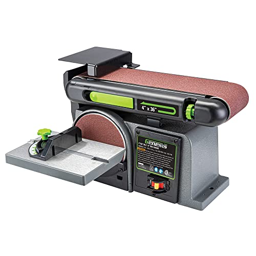 Genesis 4.3 Amp 4 in. x 36 in. Belt 6 in. Disc Combination Sander with Cast Iron Base and Miter Gauge GBDS430