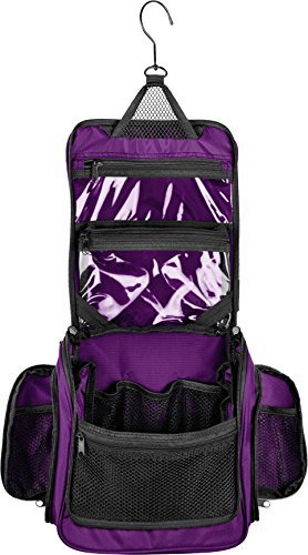 NeatPack Medium Size Hanging Toiletry Bag with Detachable TSA Compliant Zipper Pocket & Swivel Hook (Eggplant)