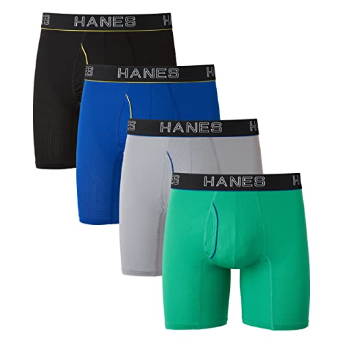 Hanes Ultimate Hanes Men's Comfort Flex Fit Ultra Lightweight Mesh Boxer Briefs, 4-Pack, Assorted 2, Large