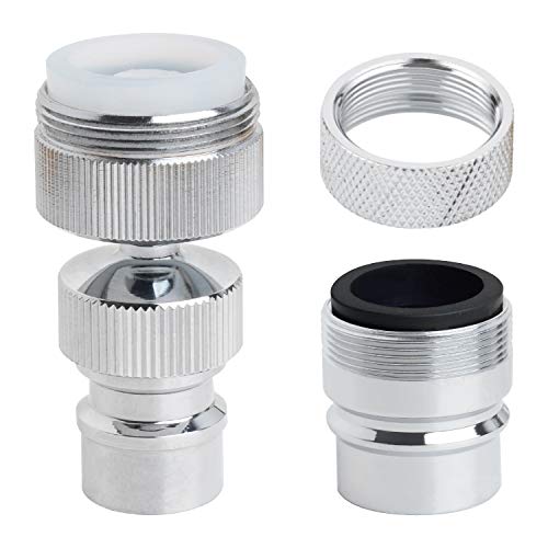 2 PACK Dishwasher Faucet Adapter, Dishwasher Snap Adapter Connection, One with Swivel Ball Joint and The Other One with Faucet Aerator, 15/16-27Male Outside and 55/64-27Female Inside, Chrome