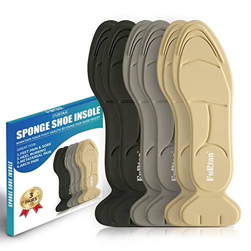 (3 Pairs) Shoe Insoles,Heel Insoles,Sponge Shoes Pads with Heel Grips Inserts,Heel Cushions,High Heel Inserts Great for Loose Shoes, Metatarsal or Arch Pain,Feet Sore Relief,Women 4.5-9.5.