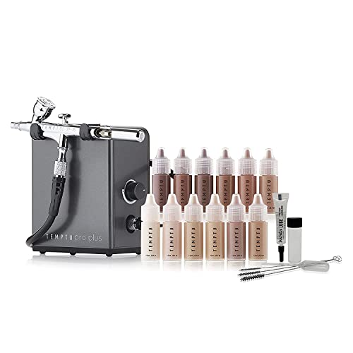 TEMPTU Pro Plus Premier Airbrush Kit: Airbrush Makeup Set for Professionals | Includes S/B Silicone-Based Foundation Starter Set & Airbrush Cleaning Kit | Travel Friendly