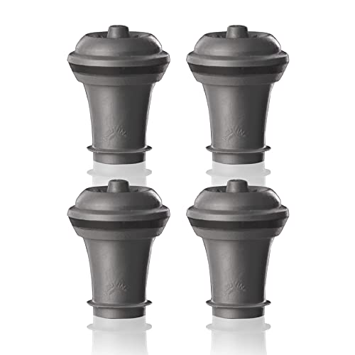 Vacu Vin Wine Saver Vacuum Stoppers - Set of 4 - Gray - for Wine Bottles - Keep Wine Fresh for Up to a Week with Airtight Seal - Compatible with Vacu Vin Wine Saver Pump