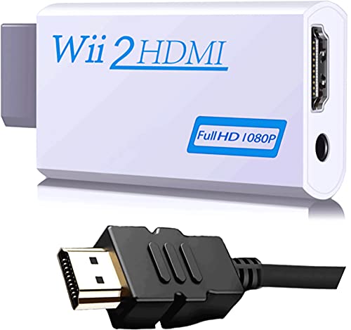 OGOEEN Wii to HDMI Converter 1080P for Full HD Device, Wii2 HDMI Adapter with 5ft High Speed HDMI Cable, with 3.5mm Audio Jack&HDMI Output, Supports All Wii Display Modes 720P, NTSC