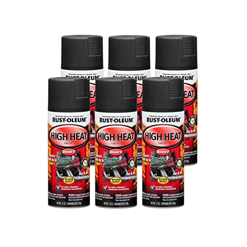 Rust-Oleum High Heat 248903 - 6 PK Automotive 12 Oz High Heat 2000° Spray Paint, Flat Black