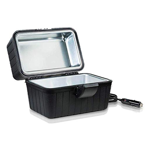 Zento Deals Heating Lunch Box – 12V Portable Mini Electric Warmer for Car Food - Perfect for Outdoors Travelling, Camping - Easy to Clean Insulated Lightweight (a-Black hard) (1pc - Black)