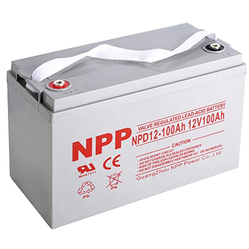 NPP NPD12-100Ah(T16, 1Pcs) 12 Volt 12V 100Ah Deep Cycle AGM SLA Battery, 1200+ Deep Cycle 100amp Battery,for Most Home Appliances, RV, Camping, Cabin, Marine, UPS, Trolling Motor and Off-Grid System