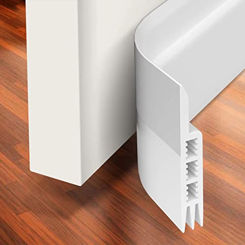 Holikme Door Draft Stopper Under Door Draft Blocker Insulator Door Sweep Weather Stripping Noise Stopper Strong Adhesive 2' W x 39' L, White