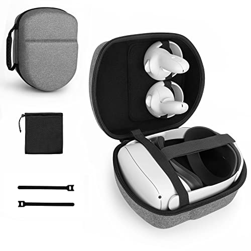 Yinke Case for Oculus/Meta Quest 2/Pico 4, VR Headset Case Compatible with Elite Strap and More Accessories, Hard Carrying Travel Case All-in-One Storage (Grey)