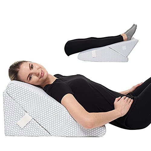 AllSett Health Cooling Bed Wedge Pillow - Adjustable 9&12 Inch Folding Cooling Memory Foam Incline Cushion System for Legs and Back Support Pillow – Cooling Fabric with Cooling Gel - Machine Washable