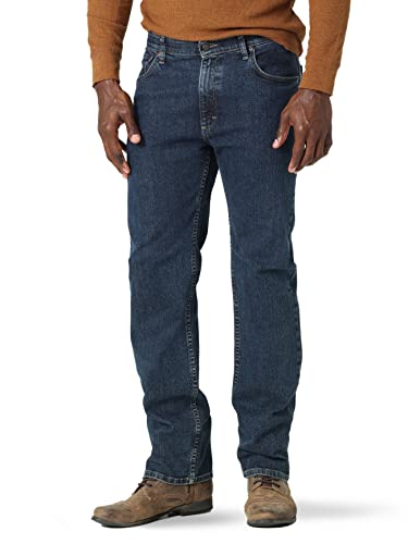 Wrangler Authentics Men's Regular Fit Comfort Flex Waist Jean, Dark Stonewash, 36W x 32L