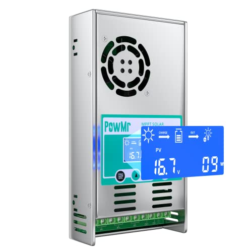 60A MPPT Charge Controller 12V/24V/36V/48V DC Input 60 AMP MPPT Solar Charge Controller Max PV Input 160VDC LCD Display Charge Controller Solar Panel Regulator for Lead-Acid and Lithium Battery