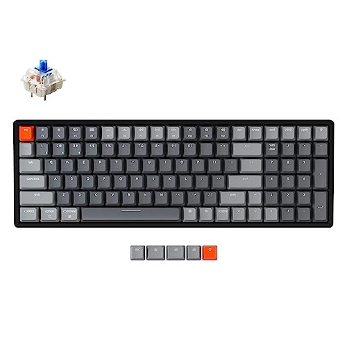 Keychron K4 Wireless Bluetooth/USB Wired Gaming Mechanical Keyboard, Compact 100 Keys 96% Layout RGB LED Backlit Gateron G Pro Blue Switch N-Key Rollover, Aluminum Frame for Mac Windows, Version 2