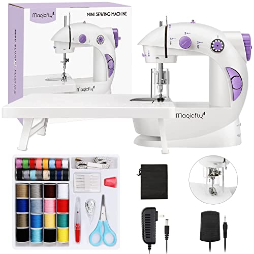 Magicfly Mini Sewing Machine for Beginner, Dual Speed Portable Machine with Extension Table, Light, Sewing Kit for Household, Travel