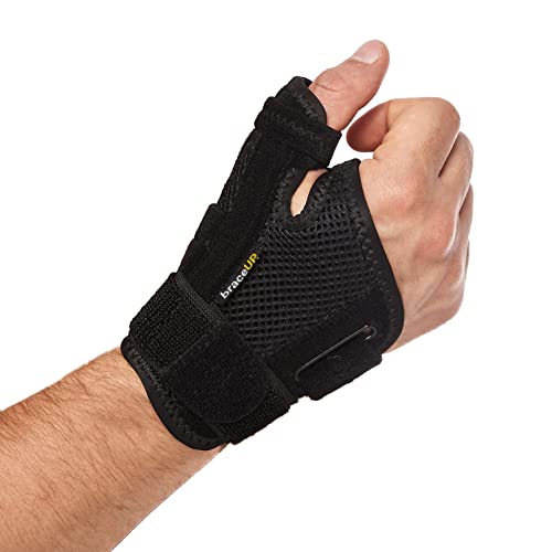 BraceUP Thumb Spica Splint Brace Right Left Hand Women and Men, CMC with Thumb Support, for Arthritis, Tendonitis, Carpal Tunnel Pain Relief and Thumb Sprain (Black)