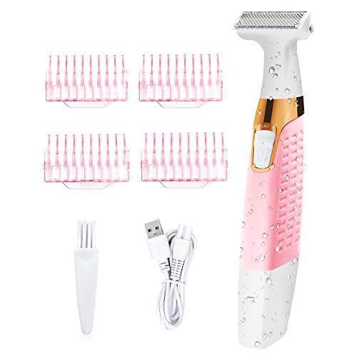 Electric Shaver for Women - Womens Razors Trimmer Body Hair Removal for Women’s Bikini Lips Underarms Arm Area Wet and Dry Painless with 4 Trimming Combs