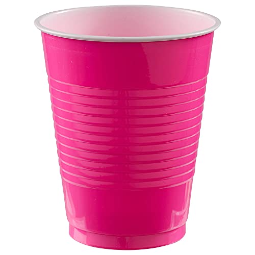 Amscan 436810.103 Bright Pink Plastic Cups Big Party Pack 50ct | 18 oz